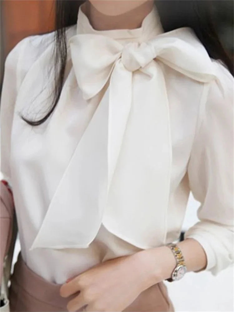 Blusa de gasa con lazo Sofía - Blanco
