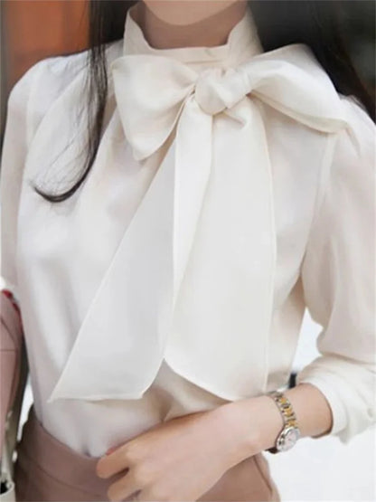 Blusa de gasa con lazo Sofía - Blanco