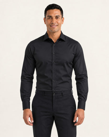 Camisa de vestir slim Adrian en negro (antigua)