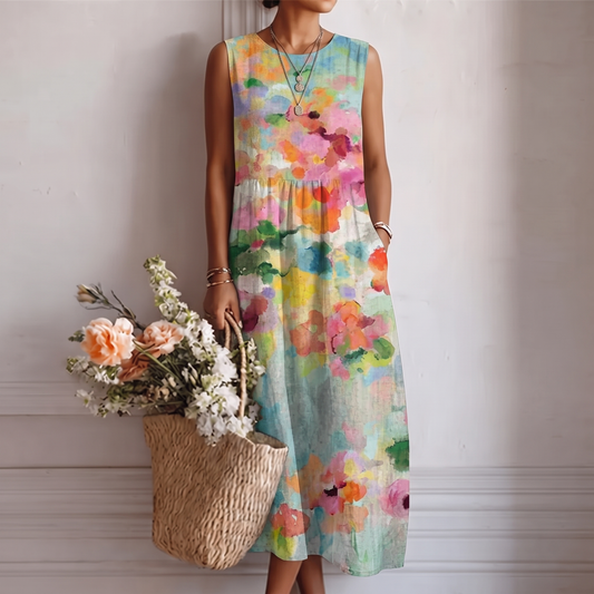 Vestido midi multicolor elegante Nadia
