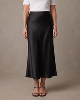 Falda midi de satén Bianca - Negro