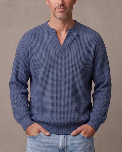 Jersey de gofre efecto capas Iker - Azul marino