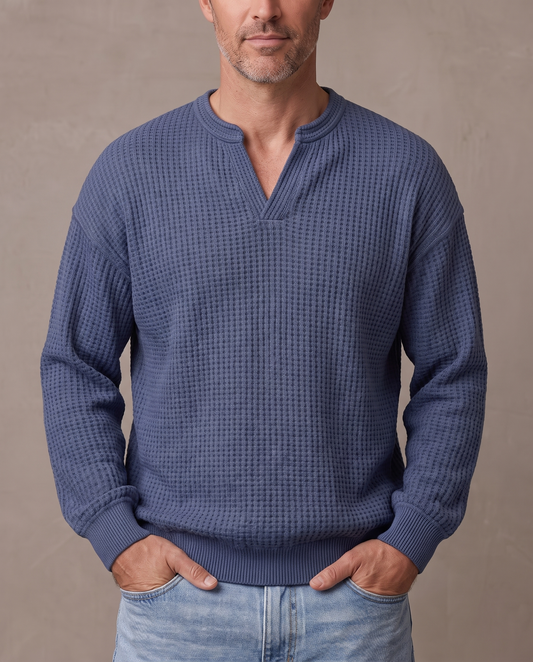 Jersey de gofre efecto capas Iker - Azul marino