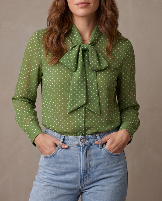Blusa de lunares con lazo Vera - Verde