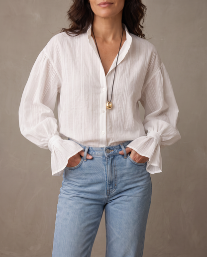 Camisa de algodón con manga globo Lucía