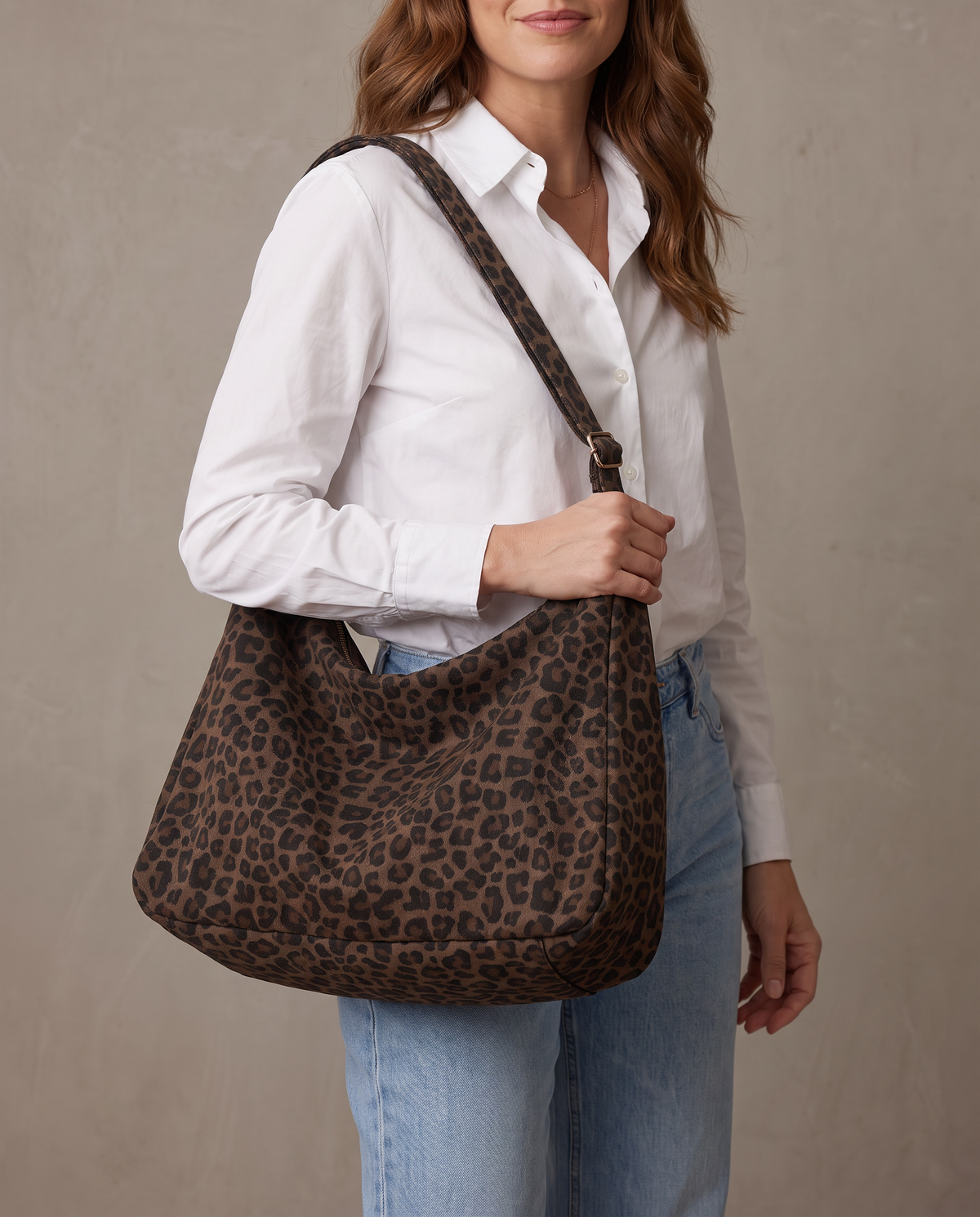 Bolso hobo de leopardo Leire - Leopardo oscuro