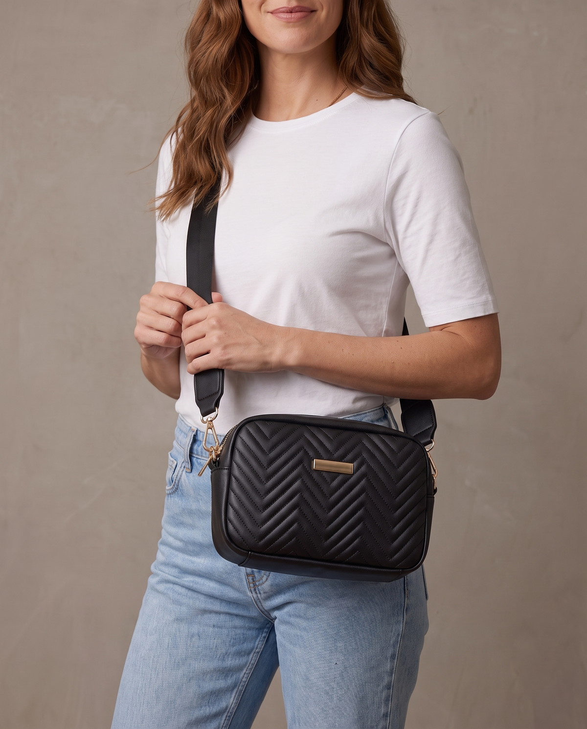 Bolso bandolera acolchado Nerea - Negro