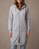Abrigo sudadera largo con capucha Olivia - Gris