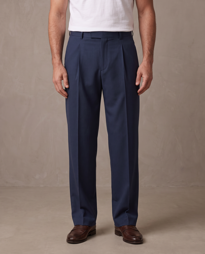 Pantalón de vestir de pinzas Aurelio - Azul marino