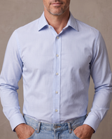 Camisa de rayas sin planchar Lorenzo - Raya celeste