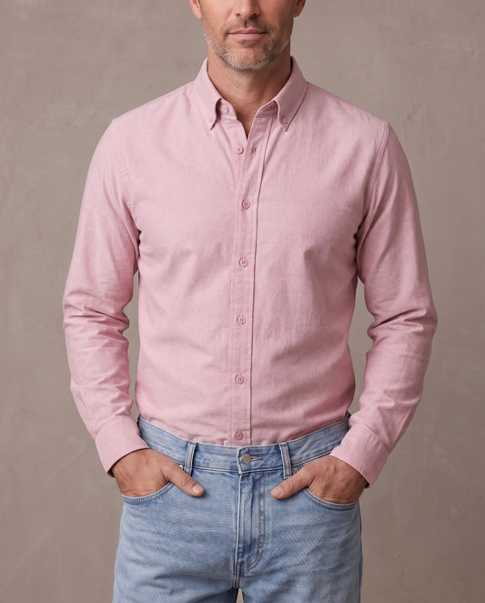 Camisa Oxford de algodón Bruno - Rosa palo