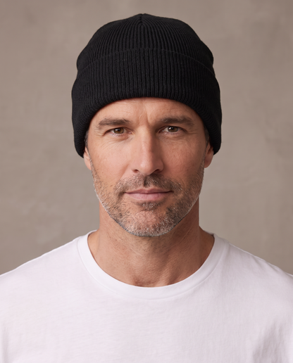 Gorro de punto con vuelta Ivo - Negro