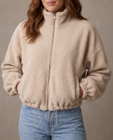 Chaqueta corta de borreguito Carla - Crema