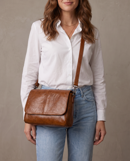 Bolso bandolera de solapa Alma - Marrón