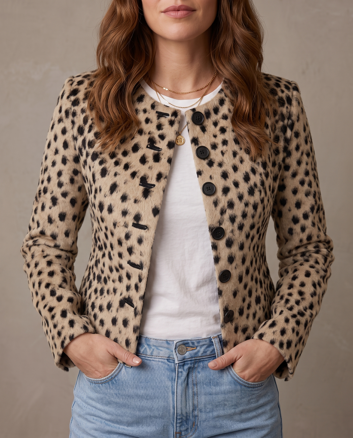 Chaqueta corta de leopardo Zoe