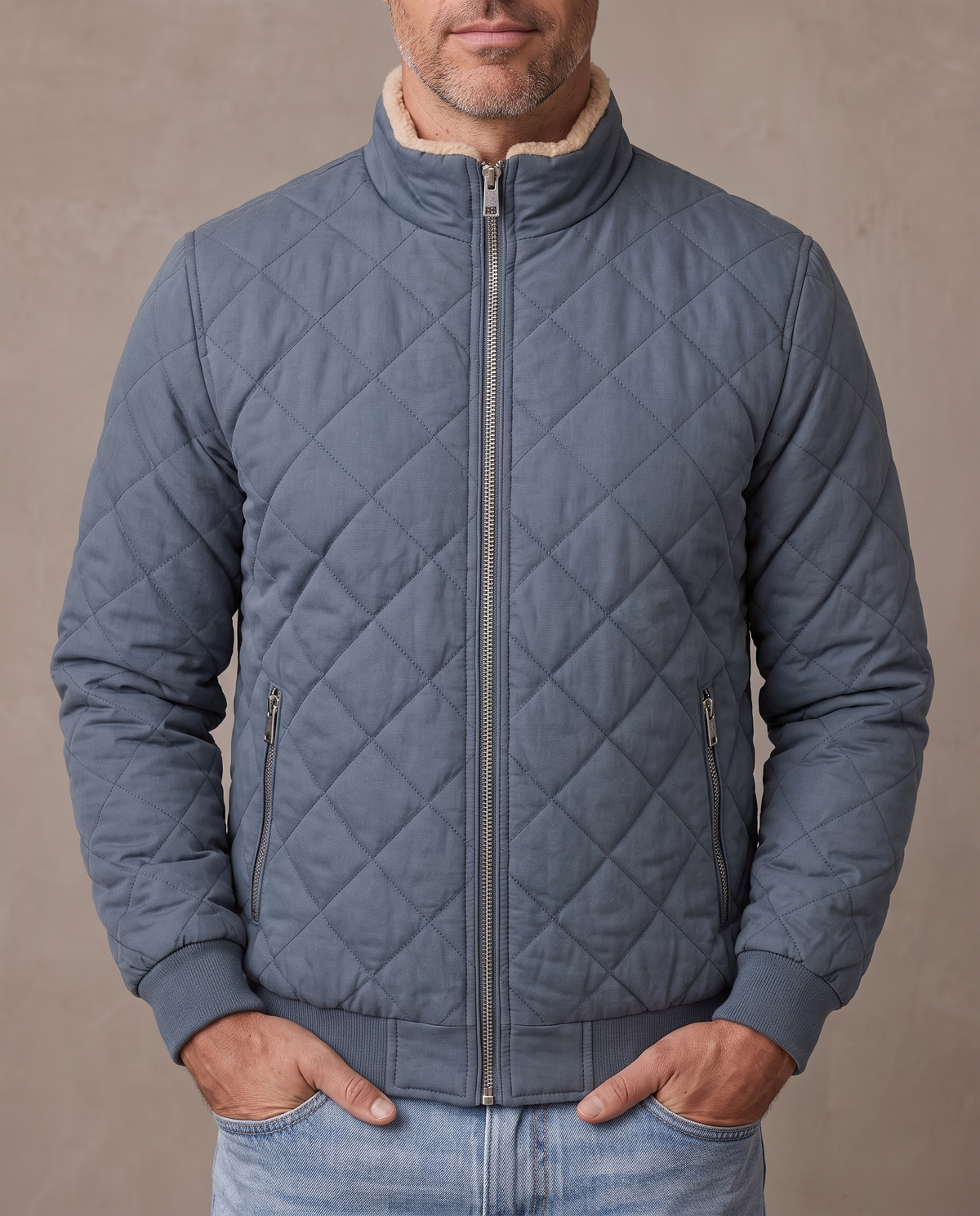 Bomber acolchada de rombos Knox - Gris