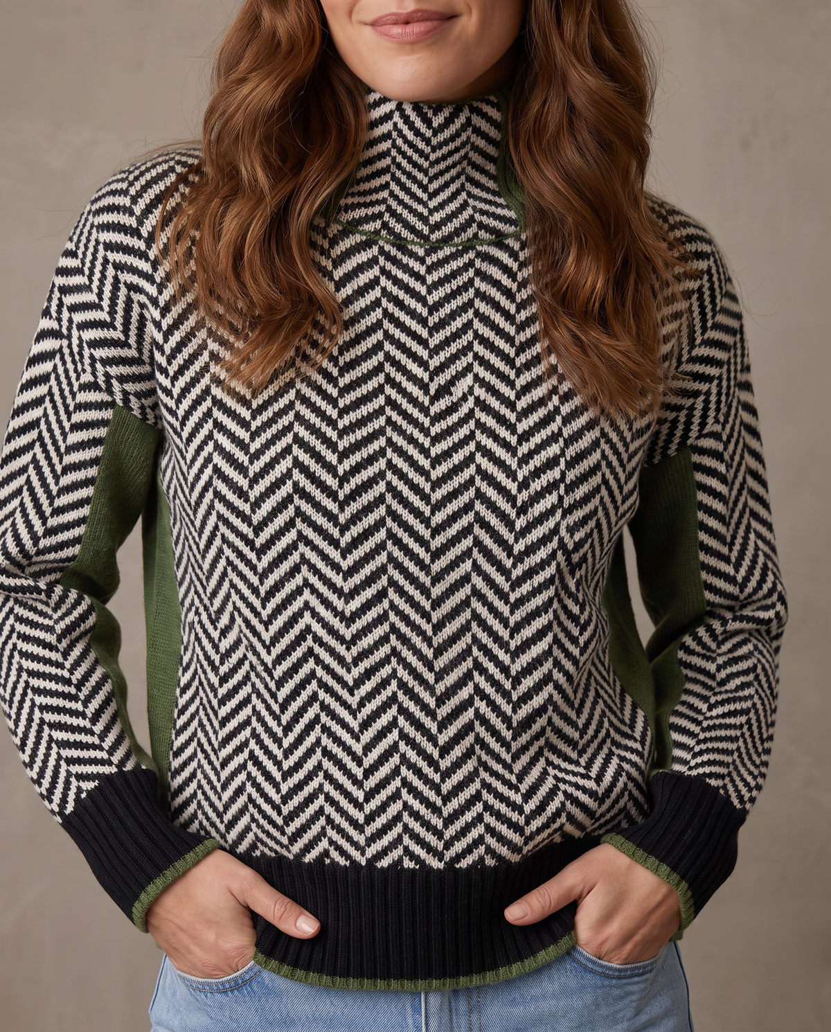 Jersey de cuello alto Jess - Verde
