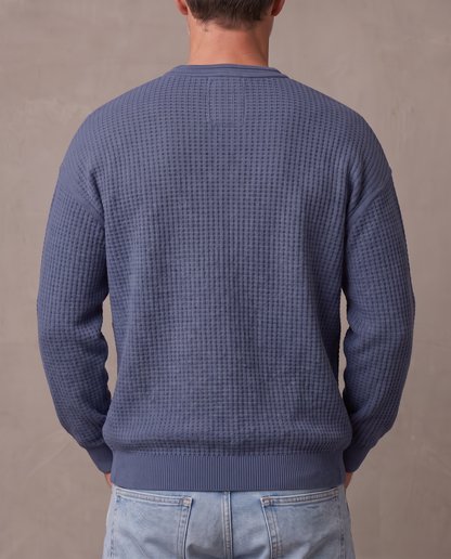 Jersey de gofre efecto capas Iker - Azul marino