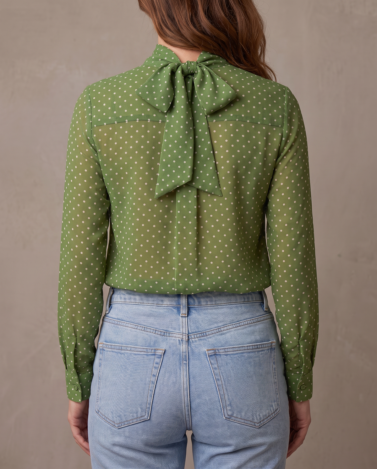 Blusa de lunares con lazo Vera - Verde