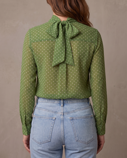 Blusa de lunares con lazo Vera - Verde