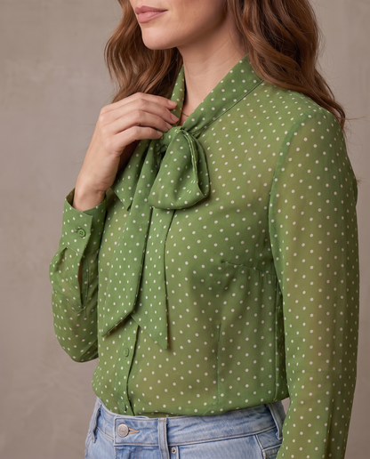 Blusa de lunares con lazo Vera - Verde