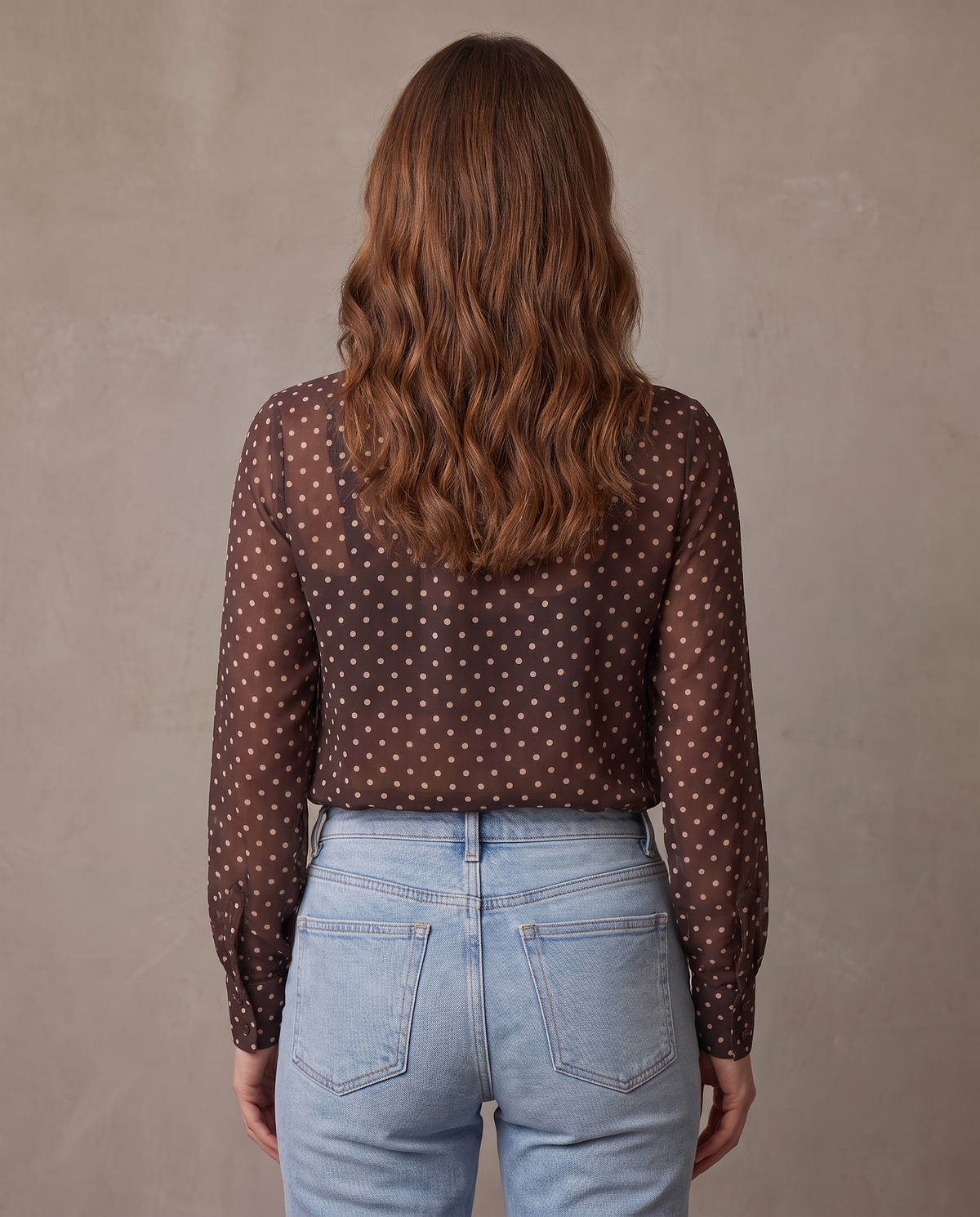 Blusa de lunares con lazada Valeria - Marrón