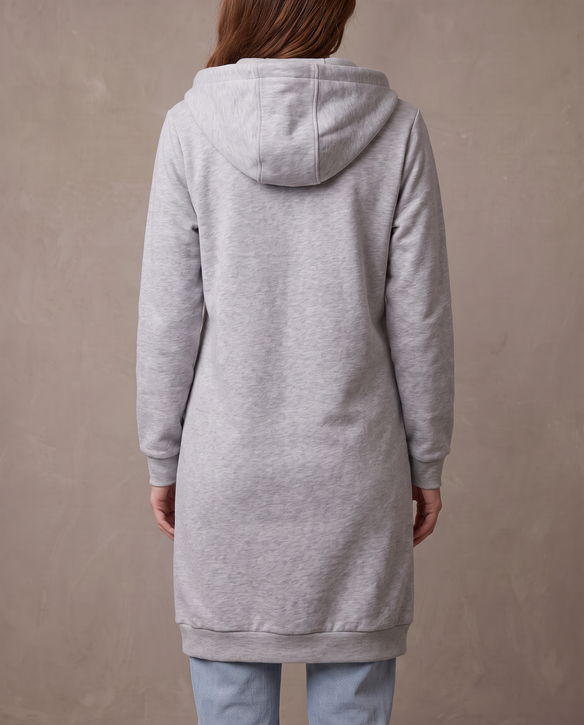 Abrigo sudadera largo con capucha Olivia - Gris