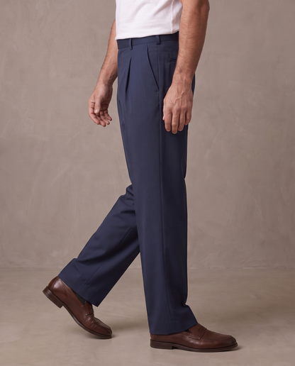Pantalón de vestir de pinzas Aurelio - Azul marino
