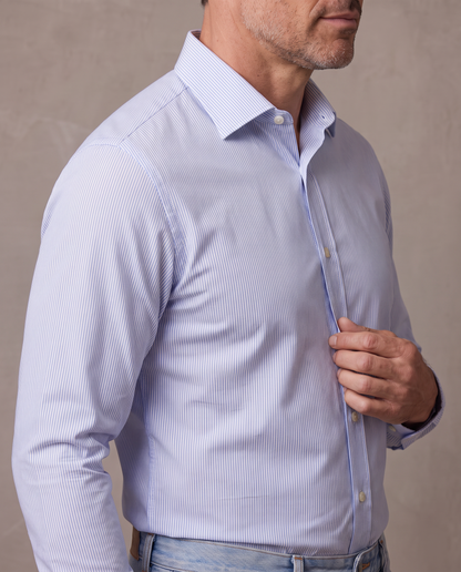 Camisa de rayas sin planchar Lorenzo - Raya celeste