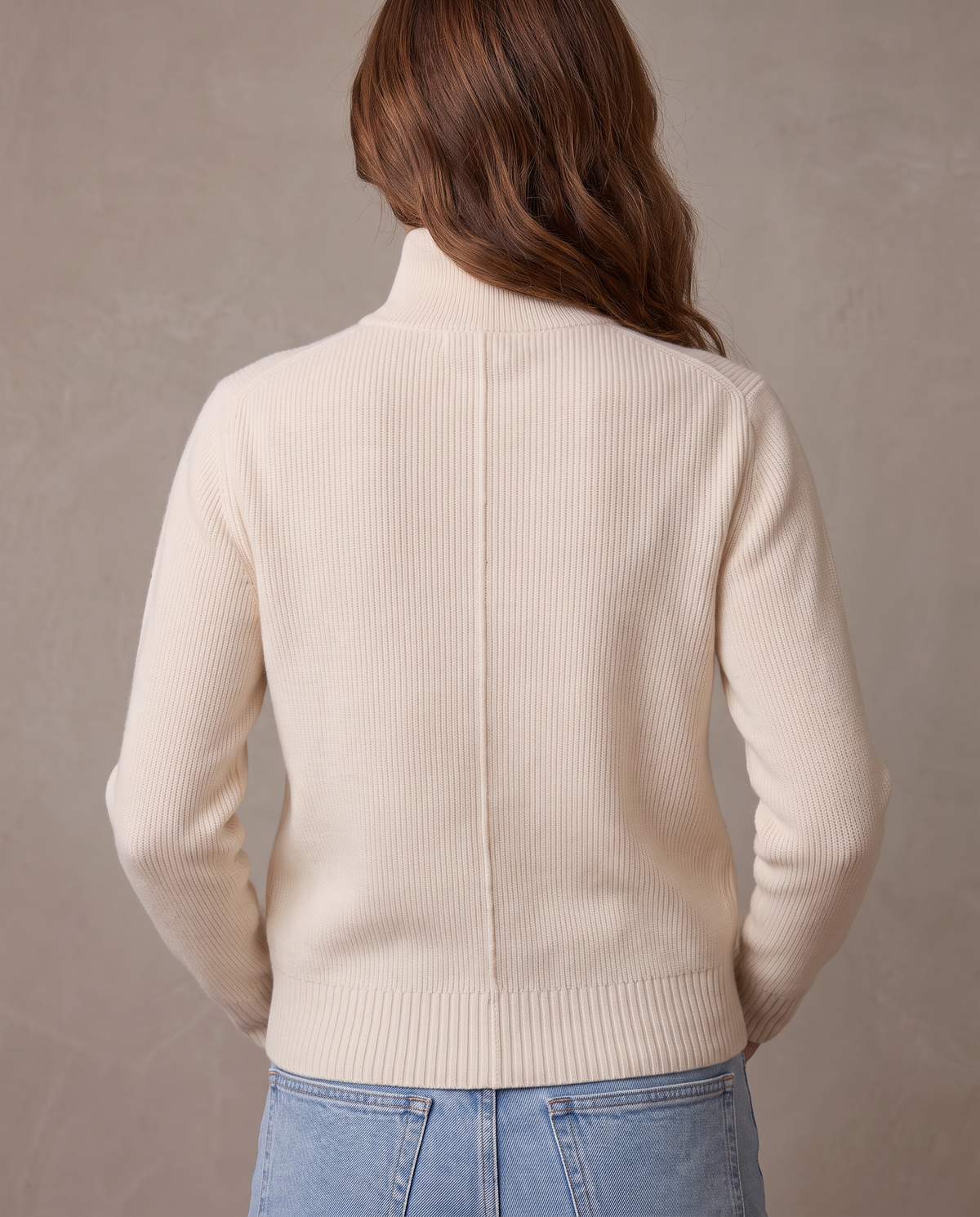 Jersey de cuello alto con botones Ingrid - Crudo
