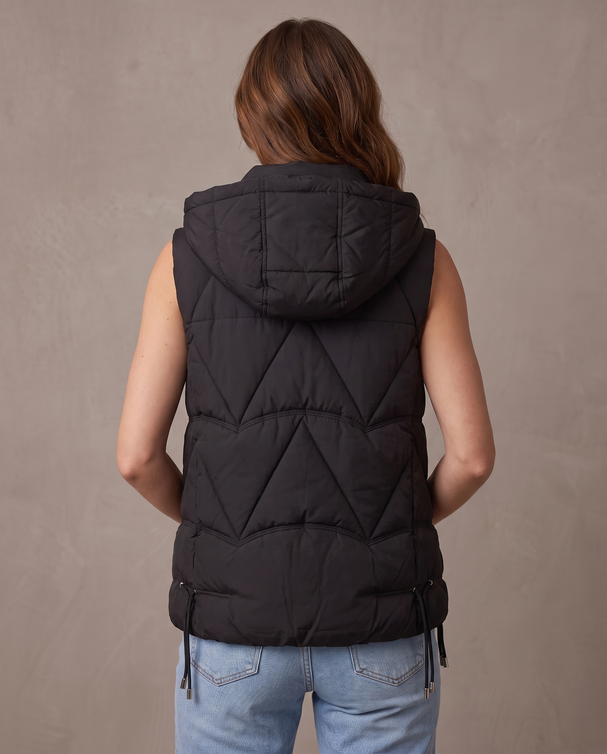 Chaleco acolchado con capucha Ona - Negro