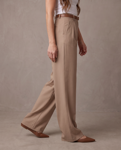Pantalón de pinzas de pierna ancha Iris - Beige