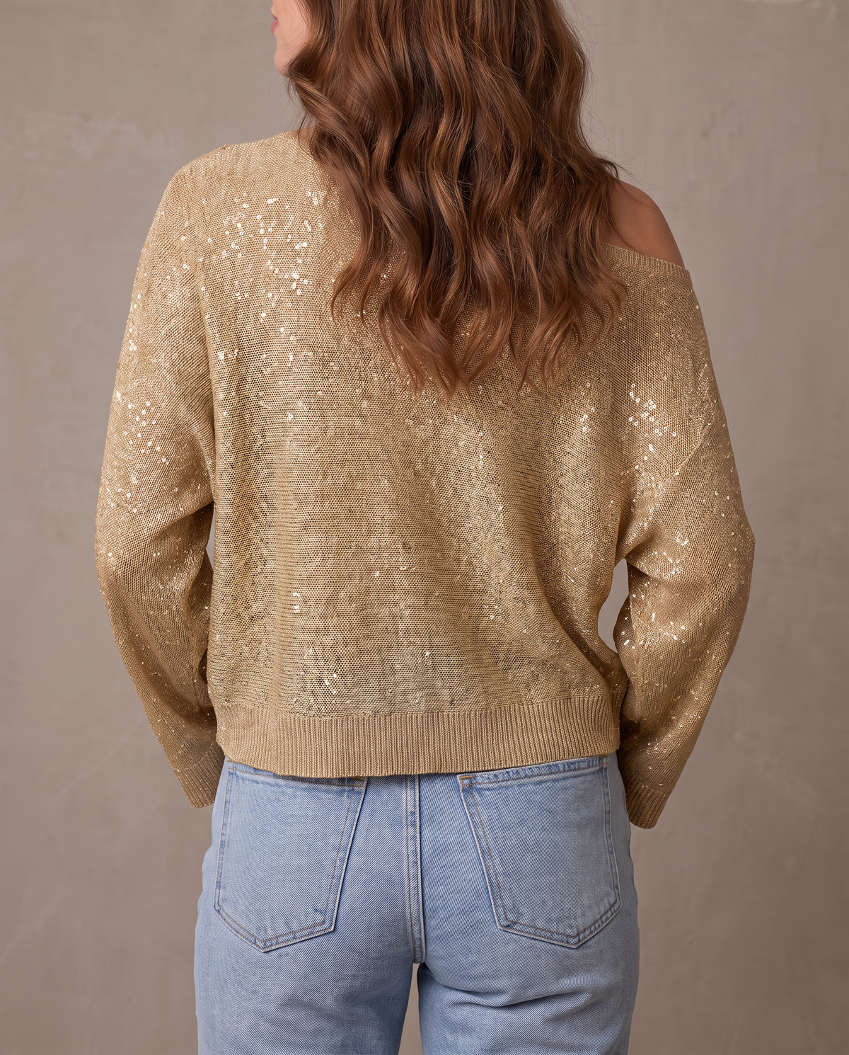 Blusa asimétrica de lentejuelas - Dorado