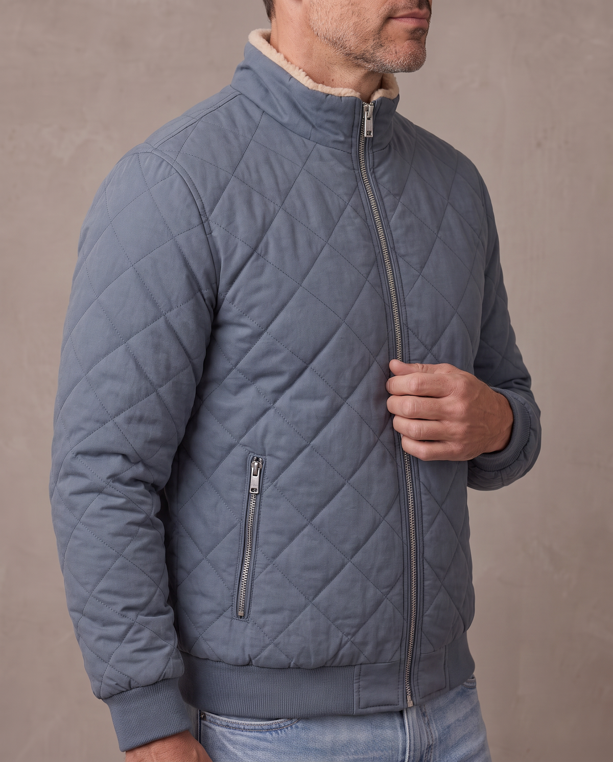 Bomber acolchada de rombos Knox - Gris