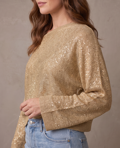 Blusa asimétrica de lentejuelas - Dorado