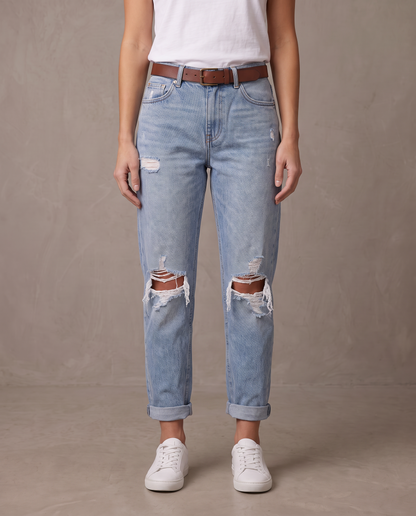 Pantalón vaquero bordado Luna