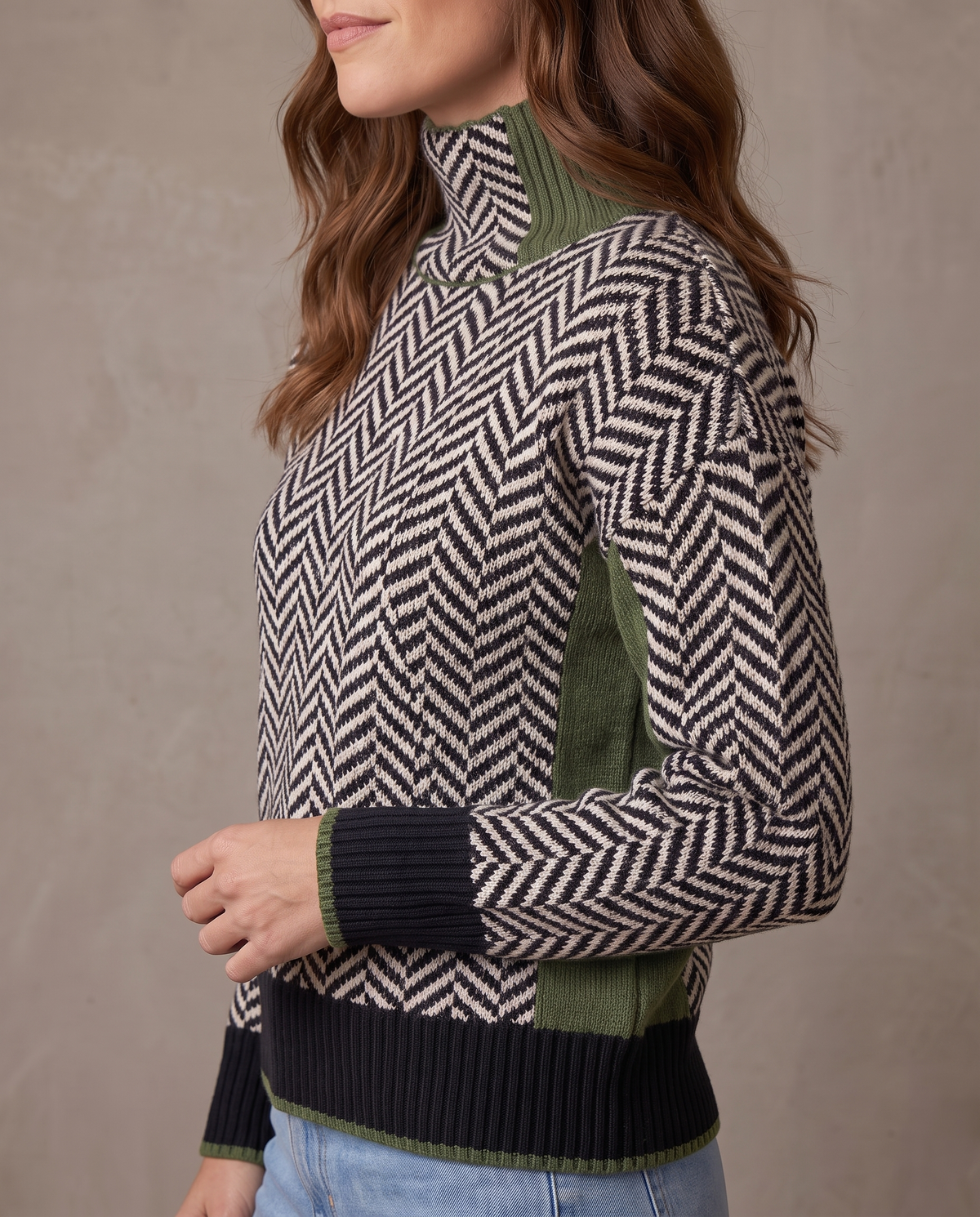 Jersey de cuello alto Jess - Verde