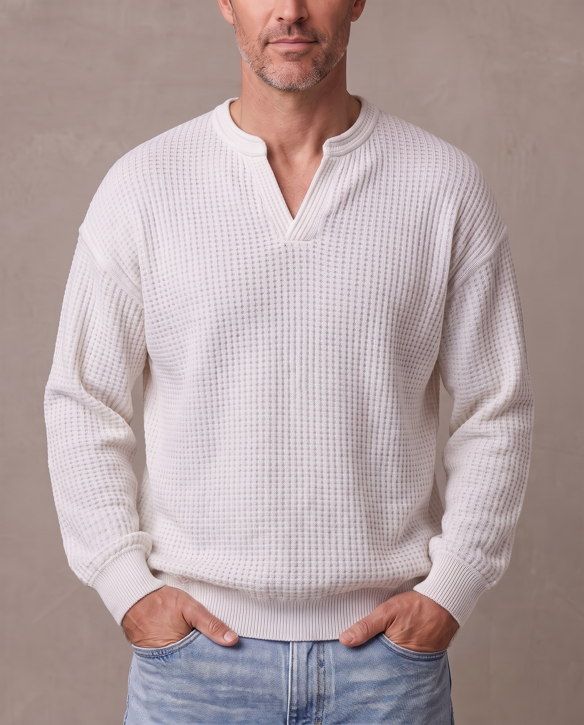 Jersey de gofre efecto capas Iker - Blanco