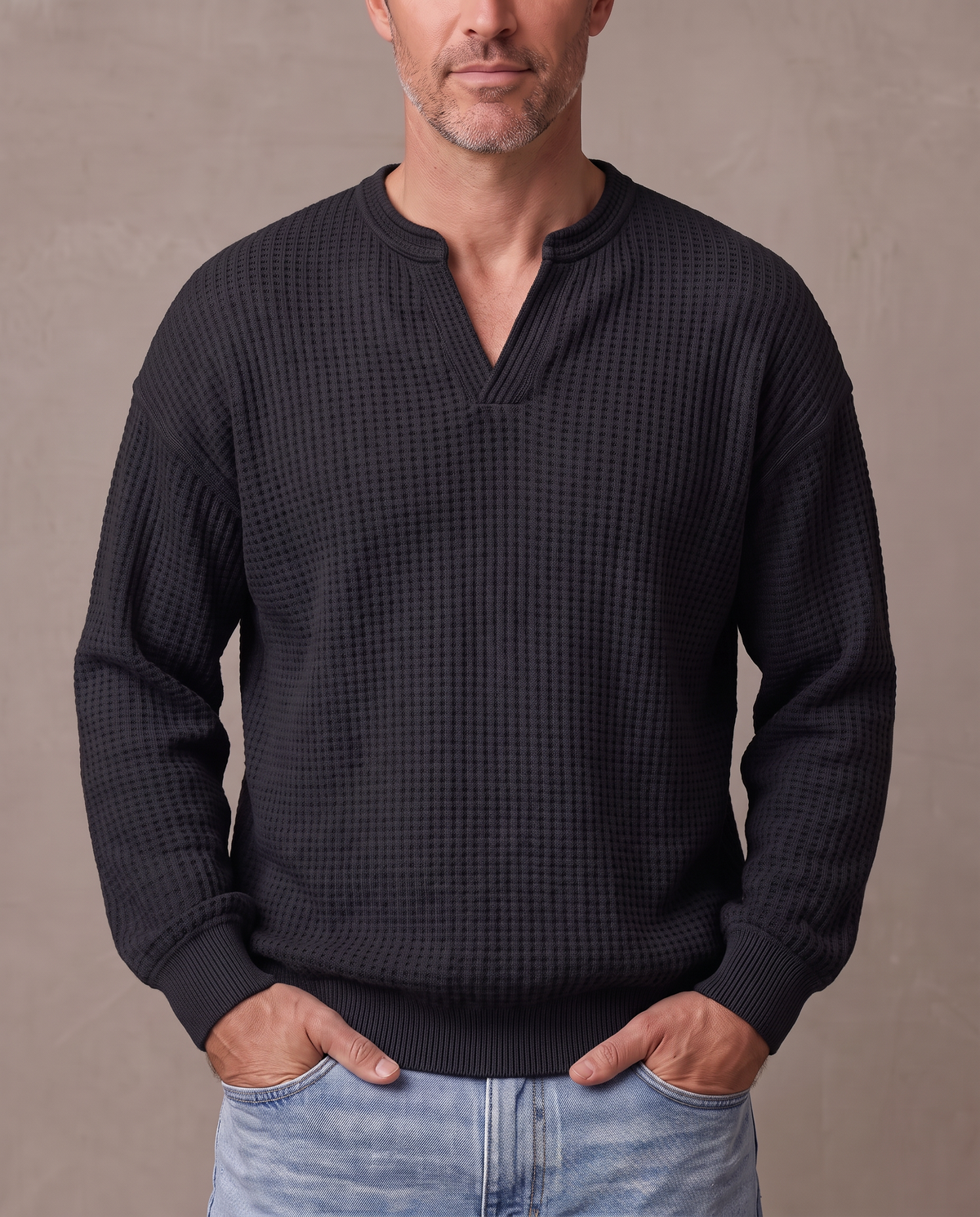Jersey de gofre efecto capas Iker - Negro