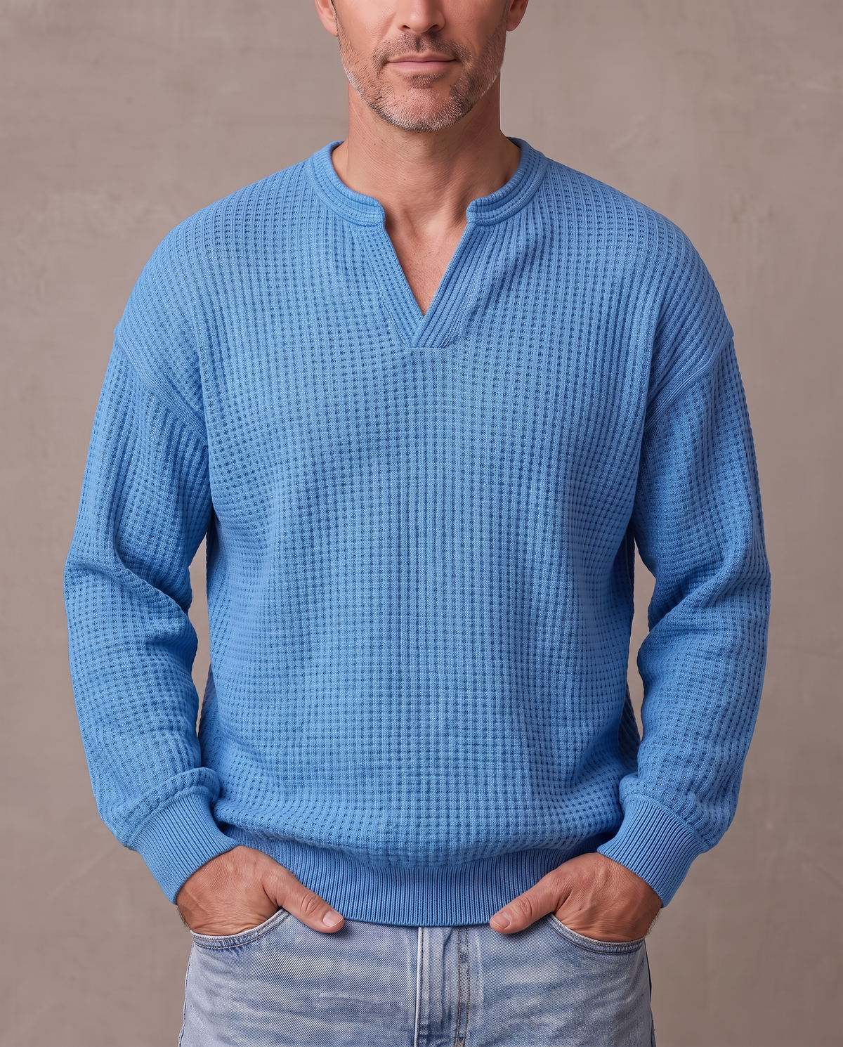 Jersey de gofre efecto capas Iker - Azul cielo
