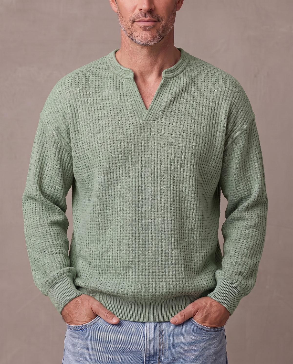 Jersey de gofre efecto capas Iker - Verde claro