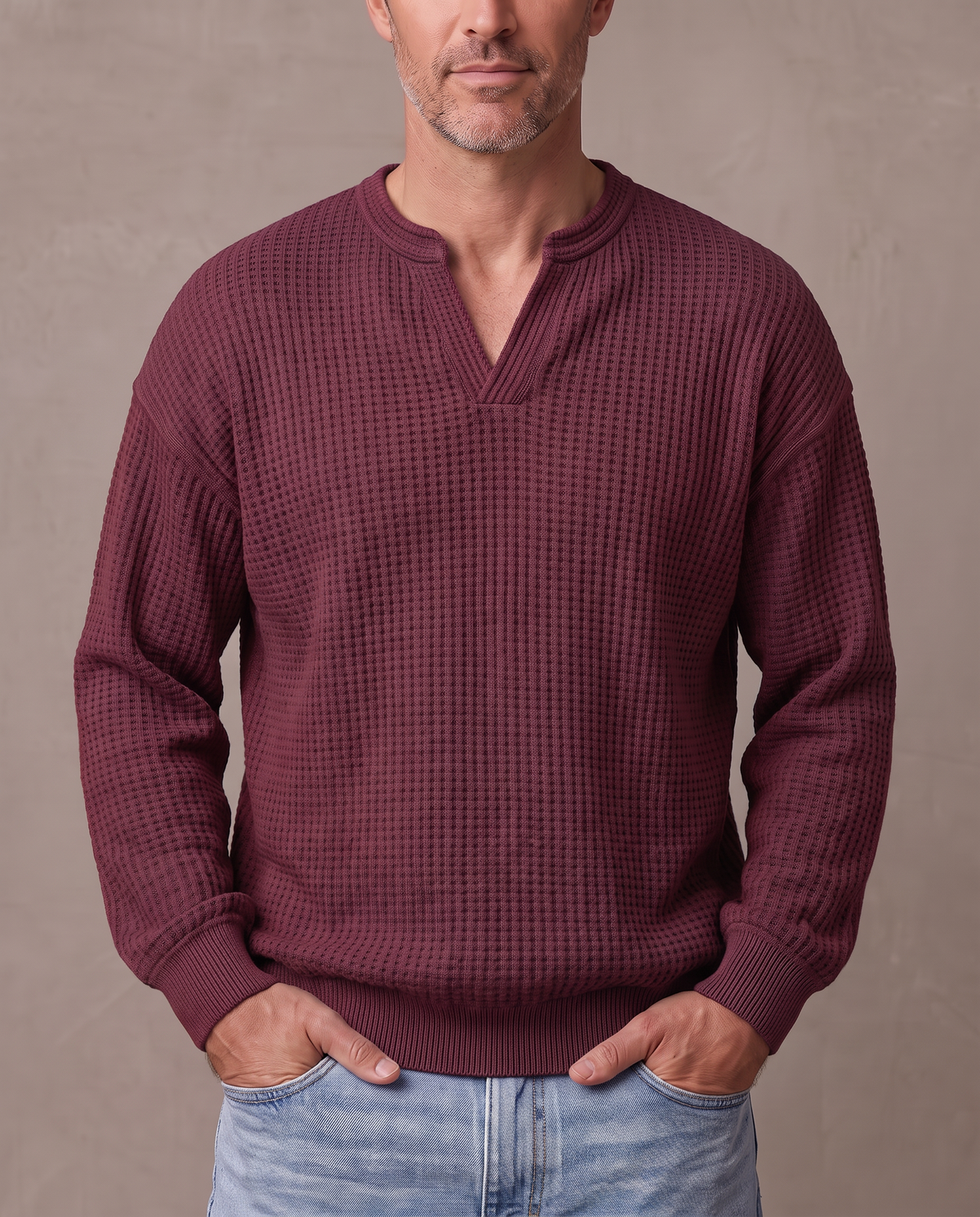 Jersey de gofre efecto capas Iker - Granate