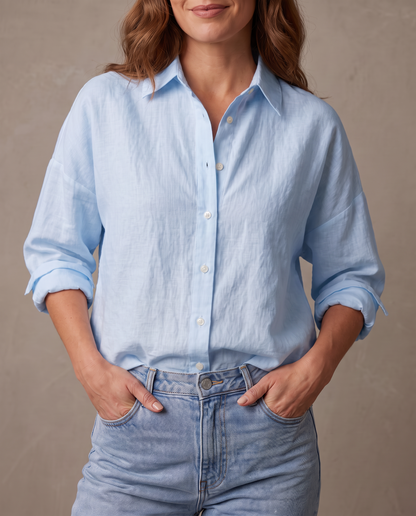 Camisa oversize de algodón Carmen - Azul cielo