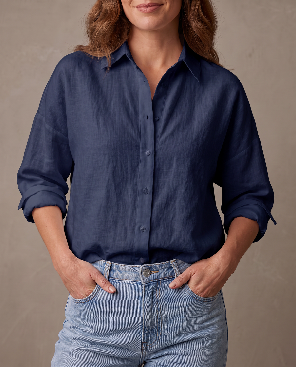 Camisa oversize de algodón Carmen - Azul marino