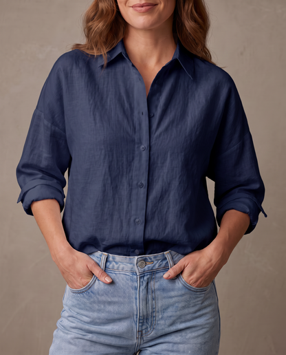 Camisa oversize de algodón Carmen - Azul marino