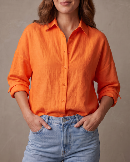 Camisa oversize de algodón Carmen - Naranja