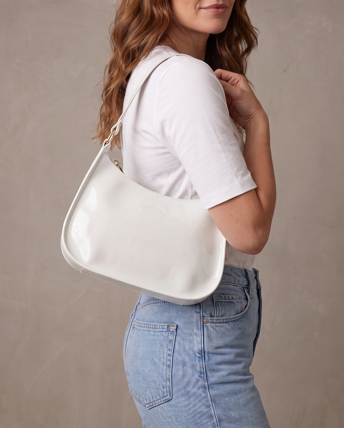 Bolso de hombro de charol Ruby - Blanco