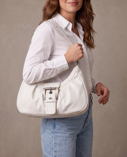 Bolso hobo con hebilla Marta - Blanco