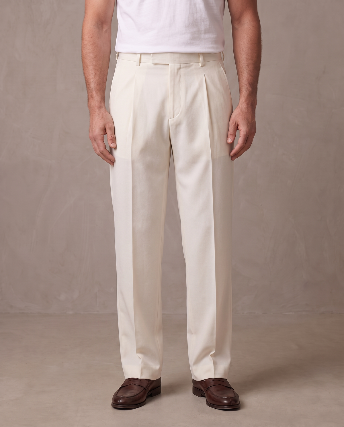Pantalón de vestir de pinzas Aurelio - Crudo