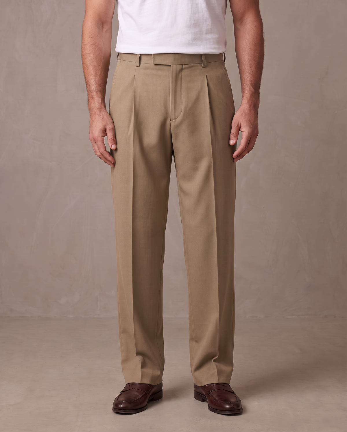 Pantalón de vestir de pinzas Aurelio - Caqui
